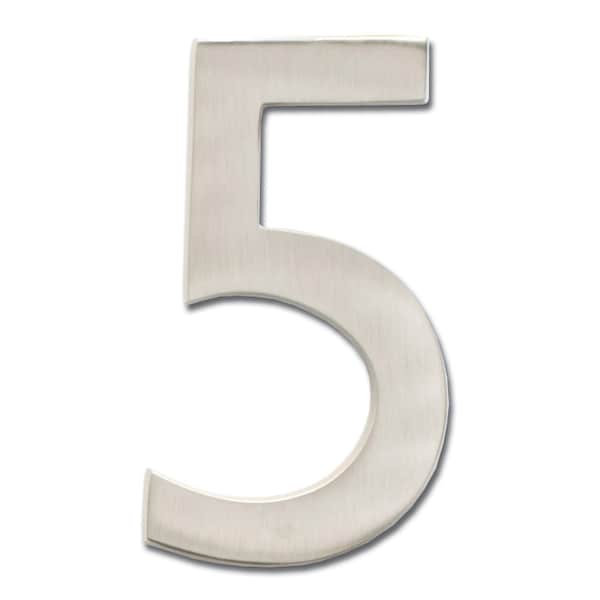 Brass 4 Inch Floating House Number Satin Nickel 5